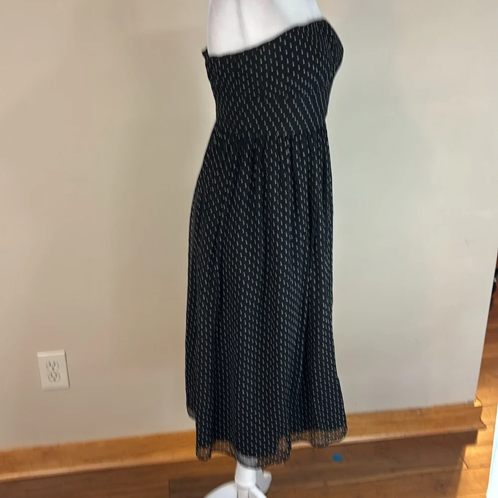 J Crew Black and White Polkadot Silk  Strapless Dress Size 4